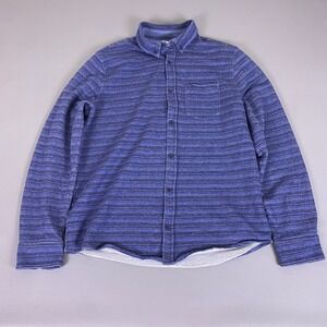 Original Penguin Shirt Button Down Men's Size Large L Blue Space Dye Knit Cotton